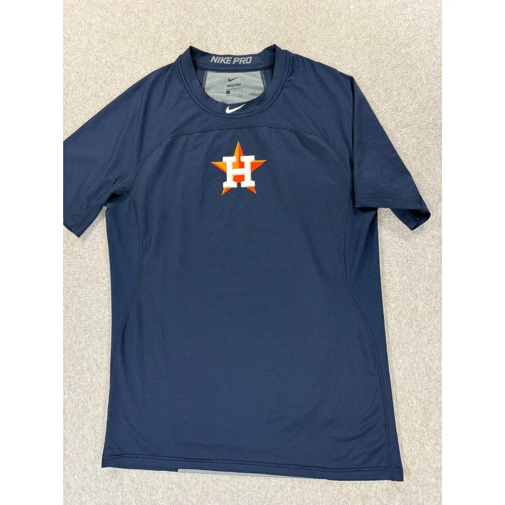 Houston Astros Nike Pro S/S Compression Baseball Shirt (Men's Large) Blue